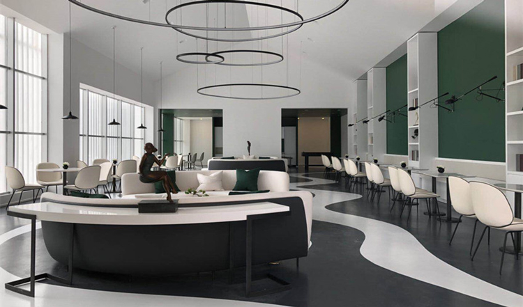 房地產(chǎn)售樓中心地面材料裝修設(shè)計(jì)方案實(shí)例-航特地坪網(wǎng)